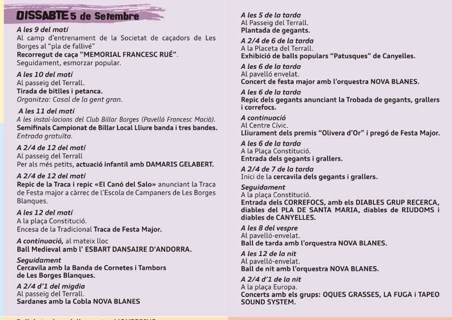 Programa Festa Major Borges Blanques 2015-02